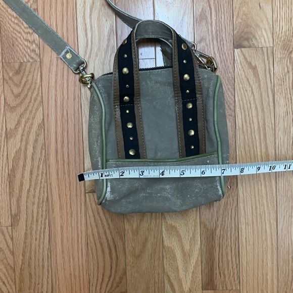 Mona B Waxed Canvas Studded Handle‎ Bag with Crossbody Strap - Picture 5 of 7